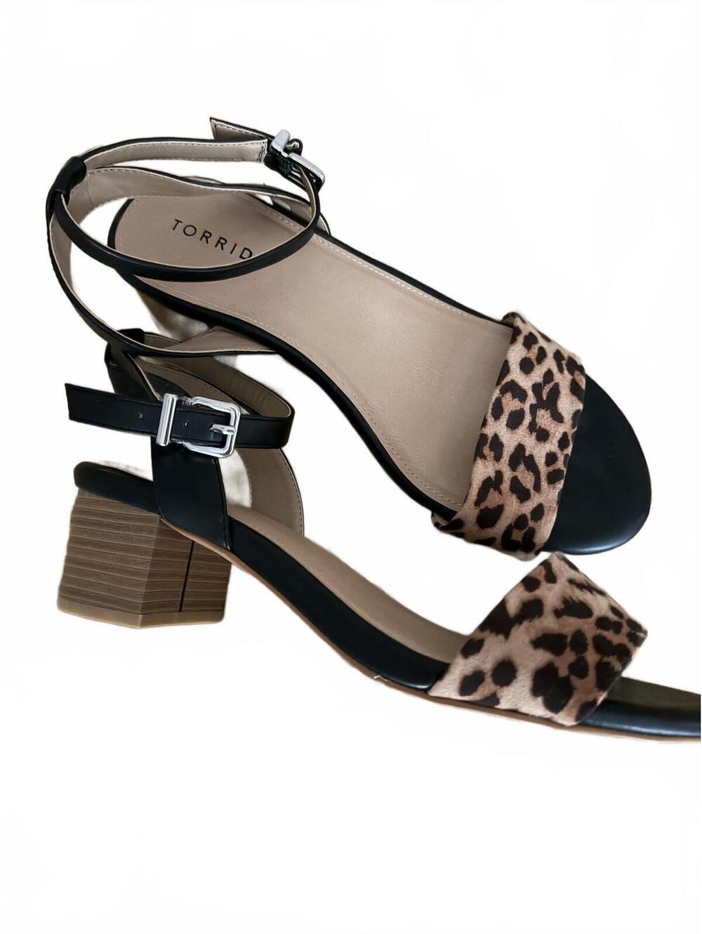 Torrid Leopard Print Strap Block Heel Sandals Size 12W